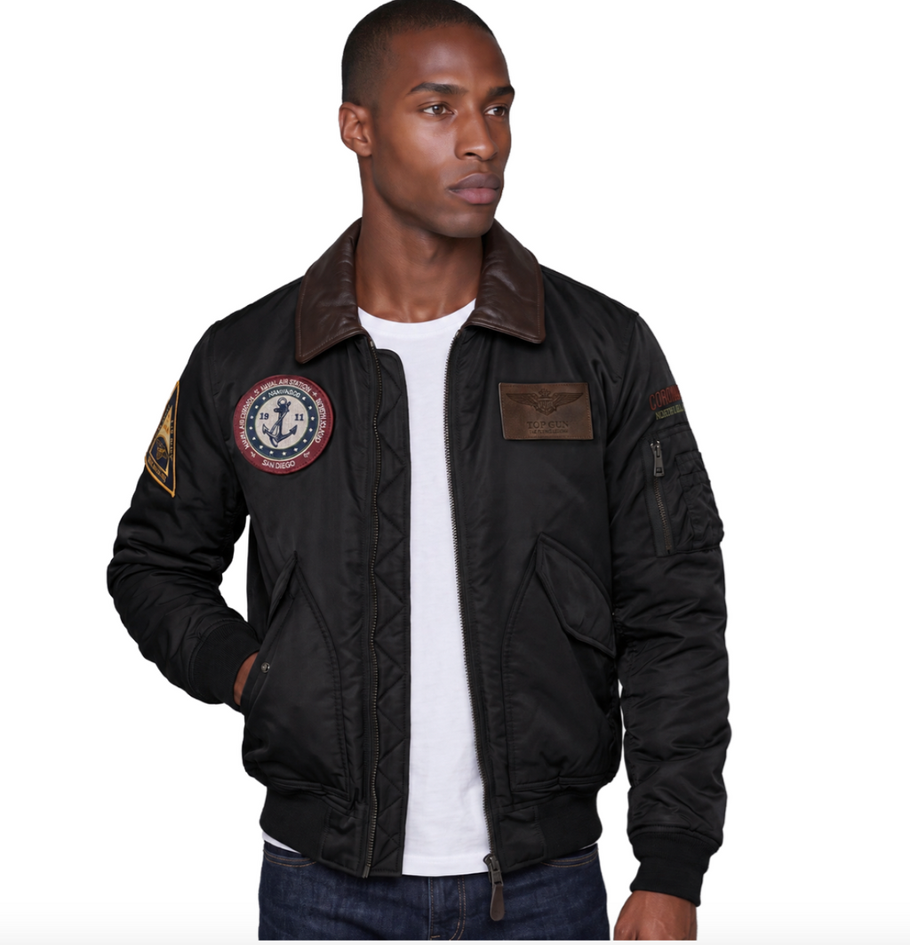 TGJ2704- BLACK - Top Gun® "No points for second place" Varsity Jacket