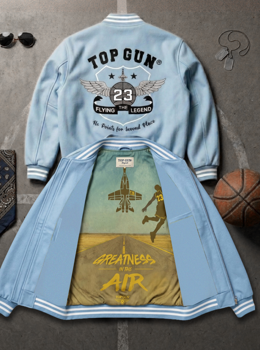 TGJ2704- BABY BLUE - Top Gun® "No points for second place" Varsity Jacket