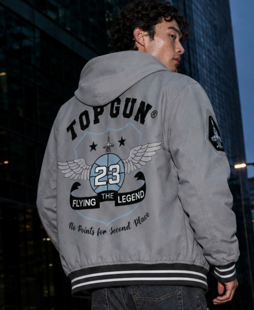 TGJ2704- GREY - Top Gun® "No points for second place" Varsity Jacket