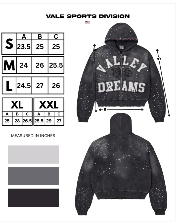VALE FOREVER CLASSICO ZIP UP HOODIE BLACK