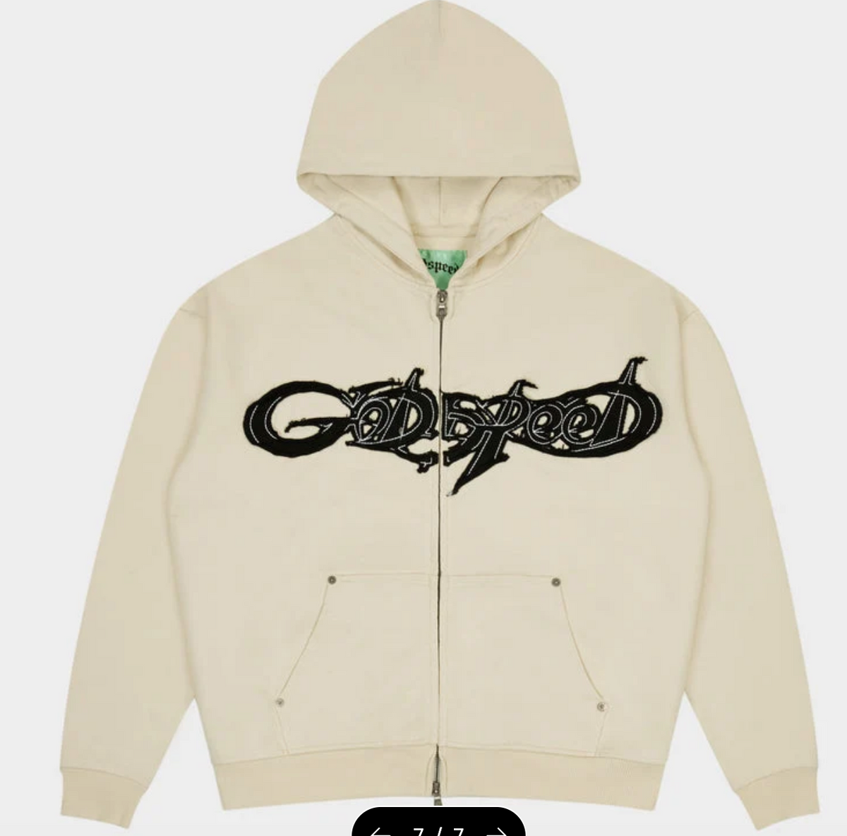 GODSPEED HOODIE RAW IMPORT BONE BLACK