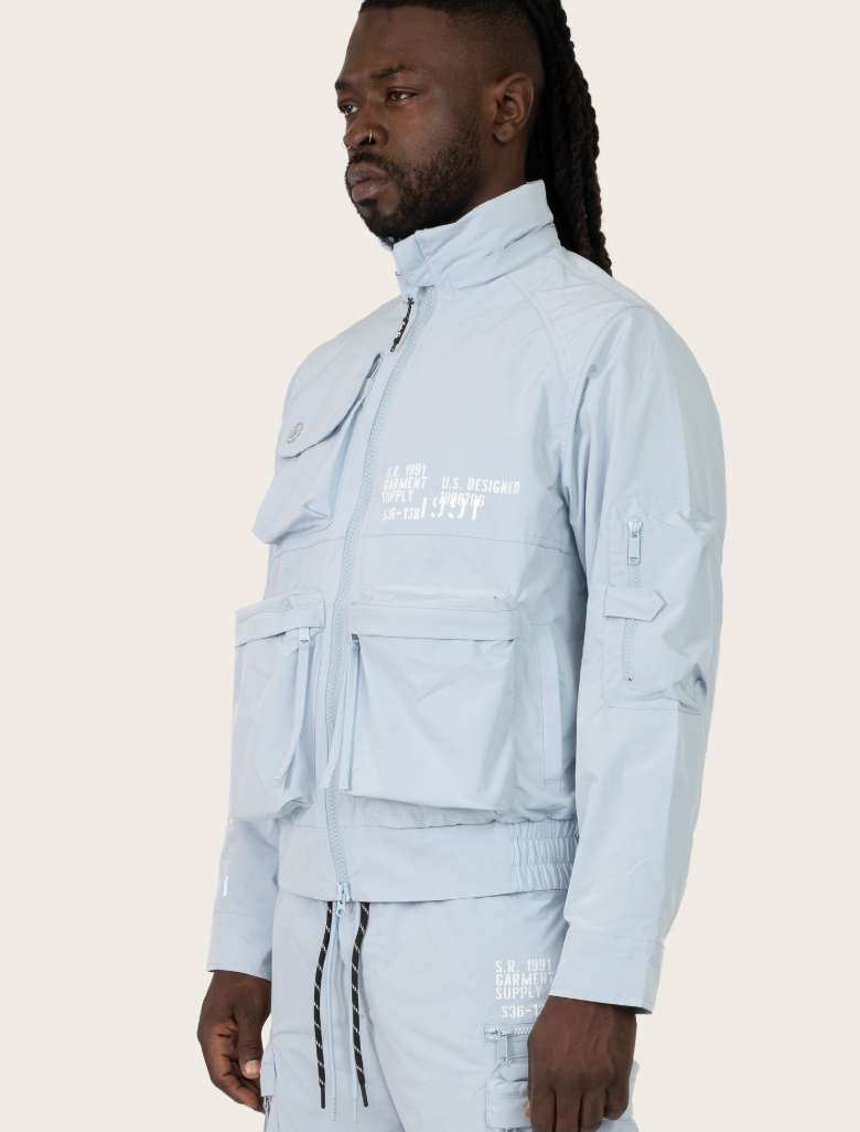 SMOKE RISE WW26S482-SKY BLUE UTILITY WINBREAKER JACKET